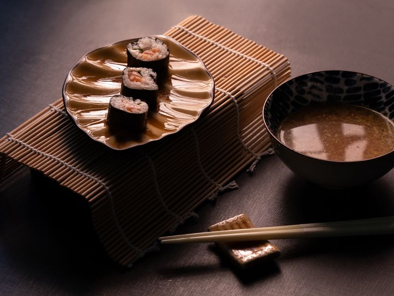 Miso Soup with Salmon and Edamame