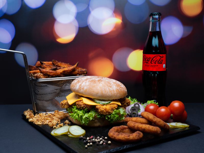 Cheeseburger with Sweet Potato Fries